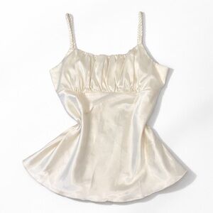 Vintage Y2K 2000’s White satin babydoll top